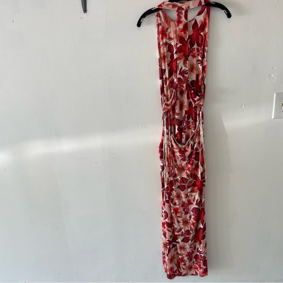 Free People Mimi Pink Red Floral Ruched Beachy Flowy Maxi Dress 37625 - Picture 3 of 14